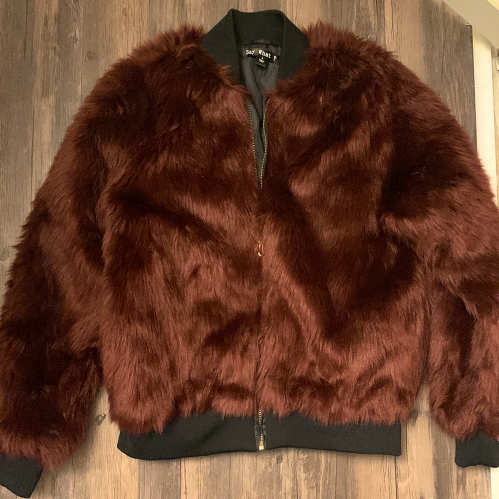 Say what brand maroon casual jacket